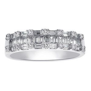 14K White Gold 1.00 Ct. Tw. Baguette and Round Cut Diamond Wedding Eternity Band